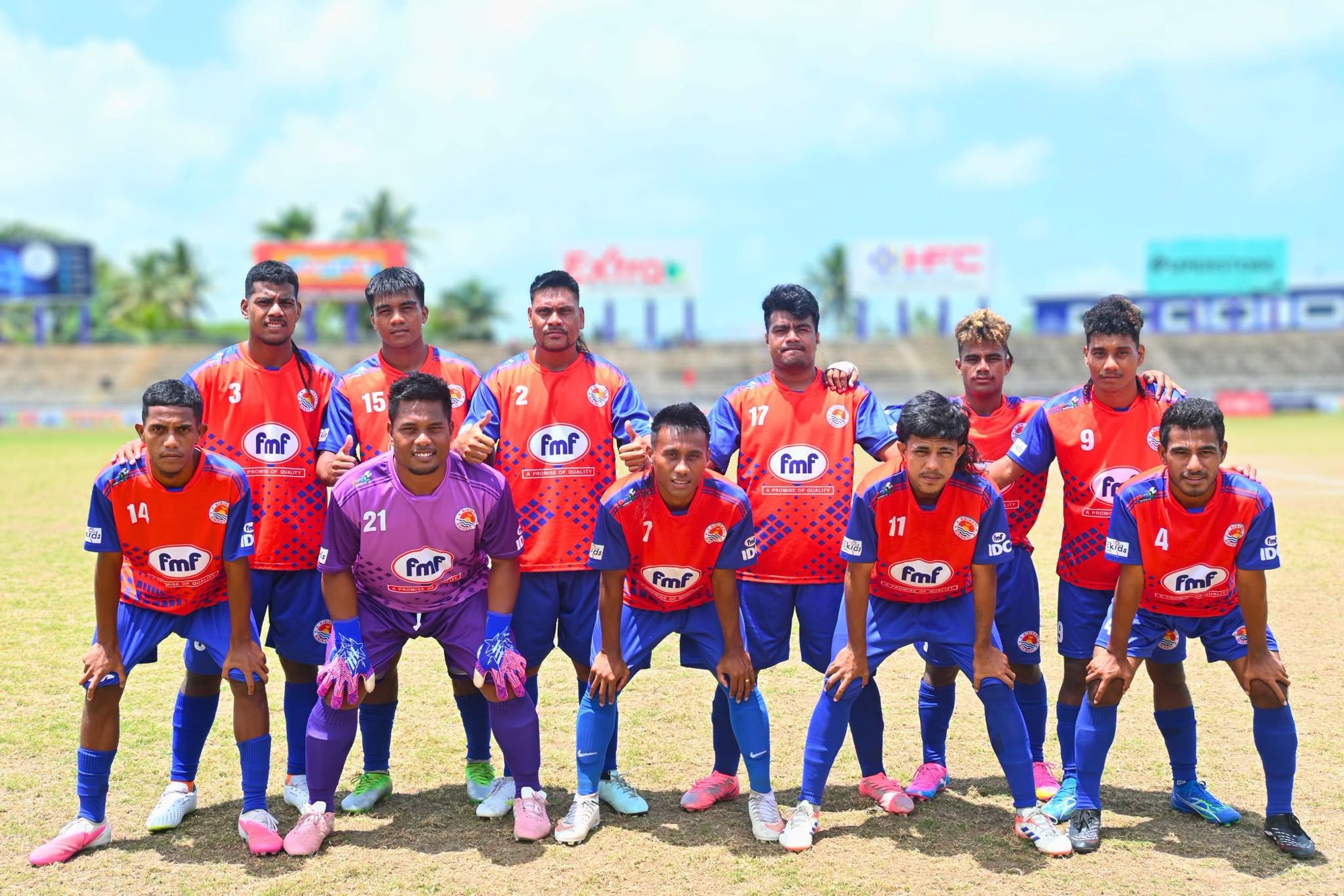 The Kiribati national team line up before the IDC Premier Division final in Suva